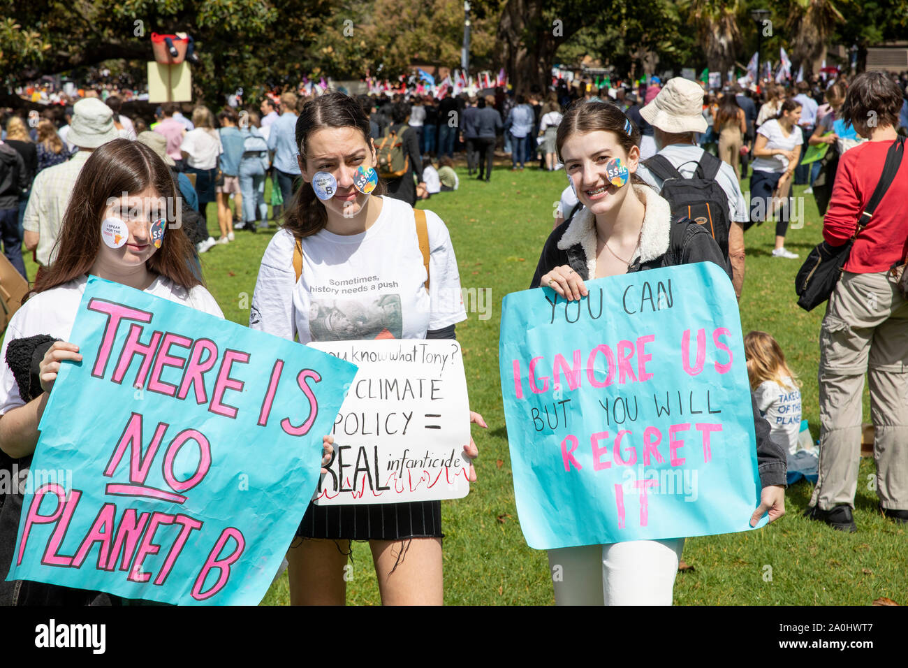 Schule Kinder Protest an der Sydney globalen Klimawandel Streik in der Domain, Sydney, Australien Stockfoto