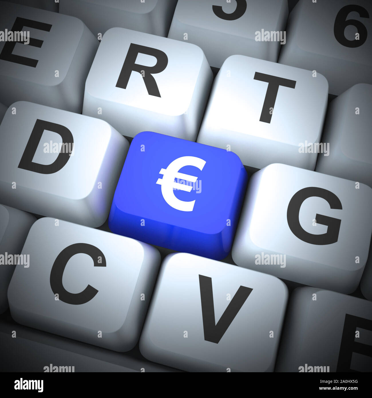 Euro zeichen Konzept Symbol bedeutet, dass viele Fonds oder Einsparungen. Reich mit Bargeld in Euro - 3D-Darstellung Stockfoto