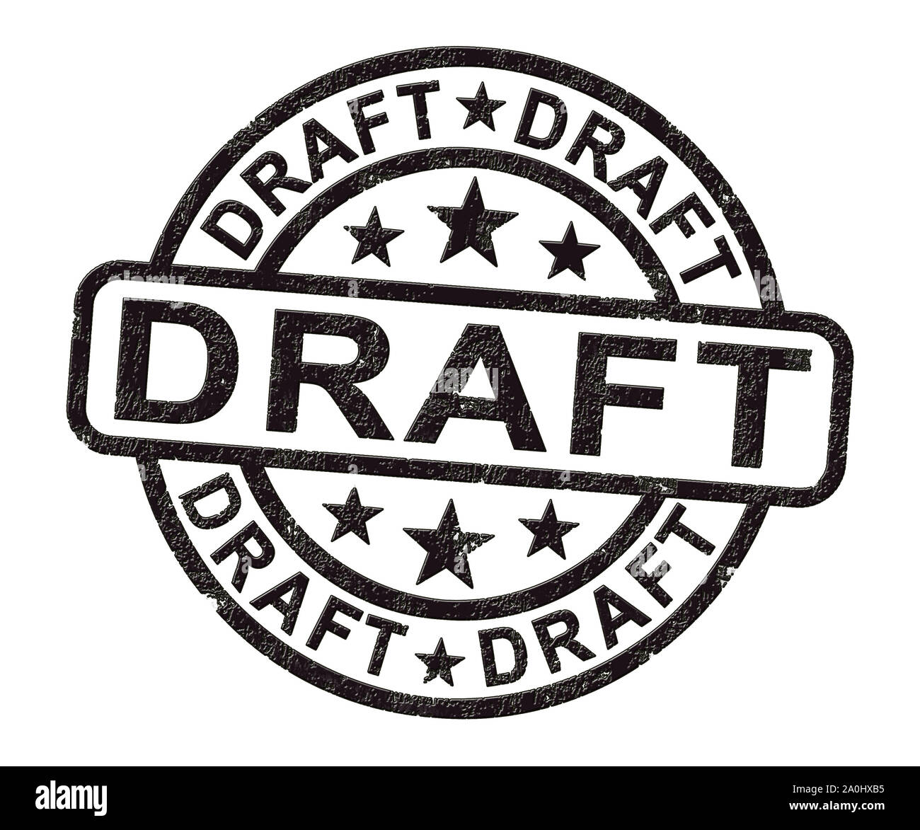 Entwurf einer Briefmarke Umrisse oder Entwurf des Vorschlags. Eine erste Umrisse oder rauhe Kopie der Korrespondenz - 3D-Darstellung Stockfoto