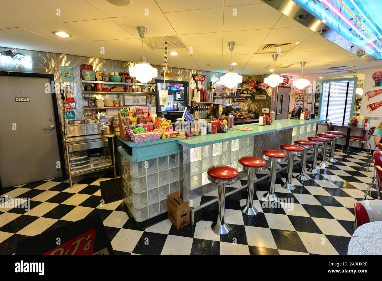 Ein 50er American Style Diner in Harrisburg. Stockfoto