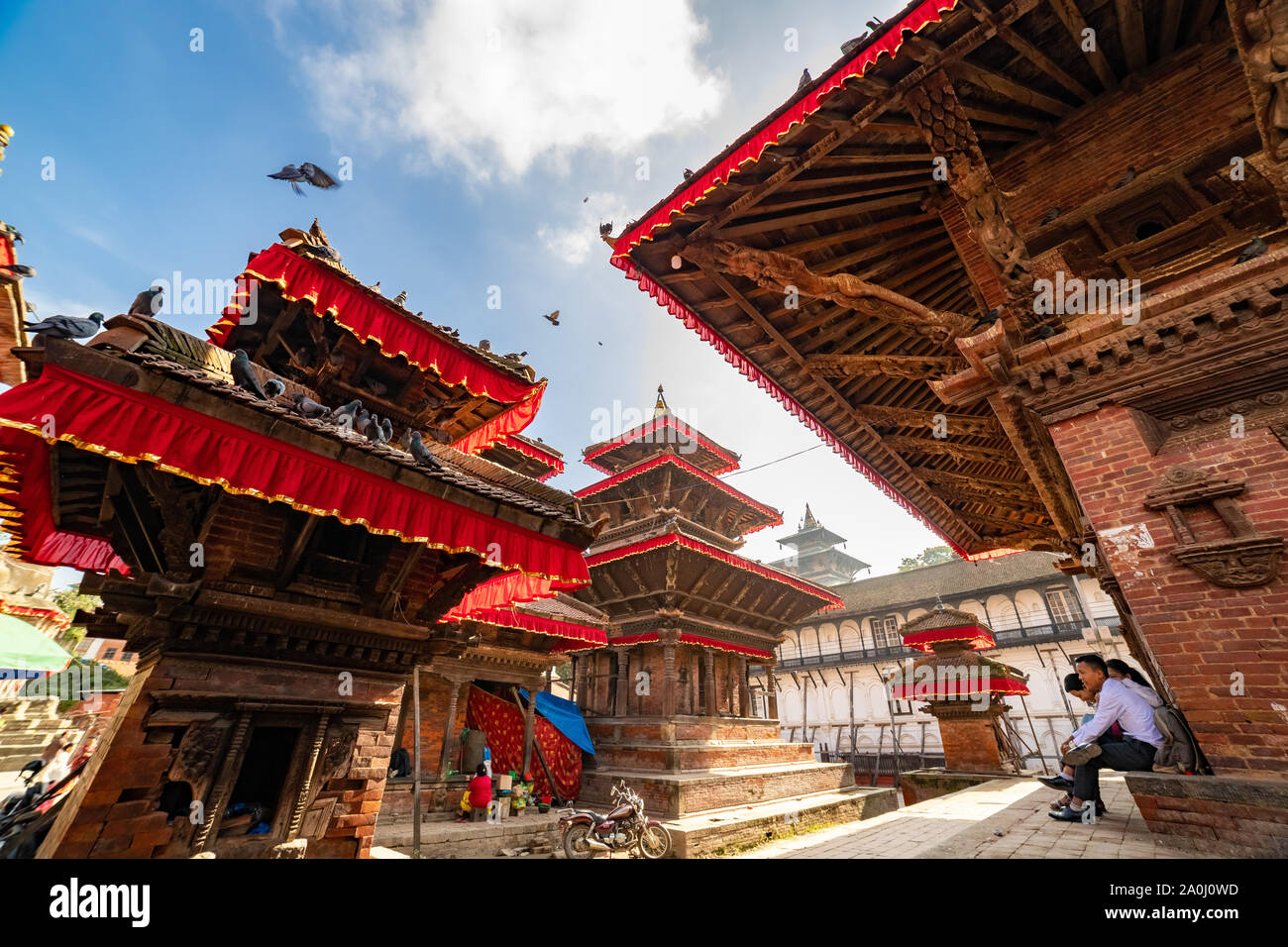 Alte Tempel in Kathmandu Durbar Square in Nepal. Stockfoto