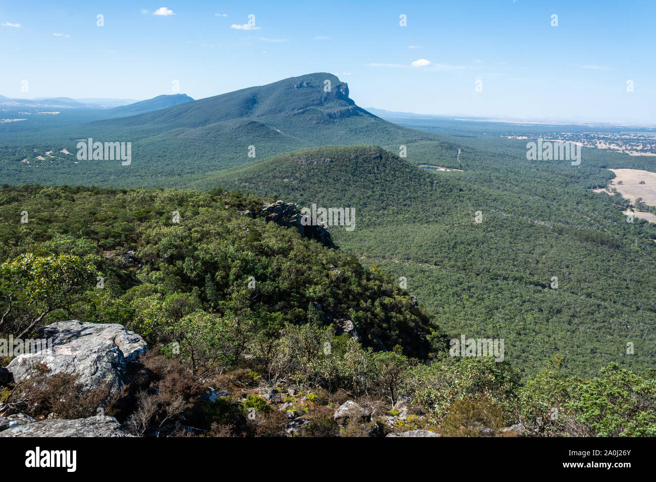 Aussicht auf den Mt abrupt in den Grampians Region von Victoria, Australien. Stockfoto