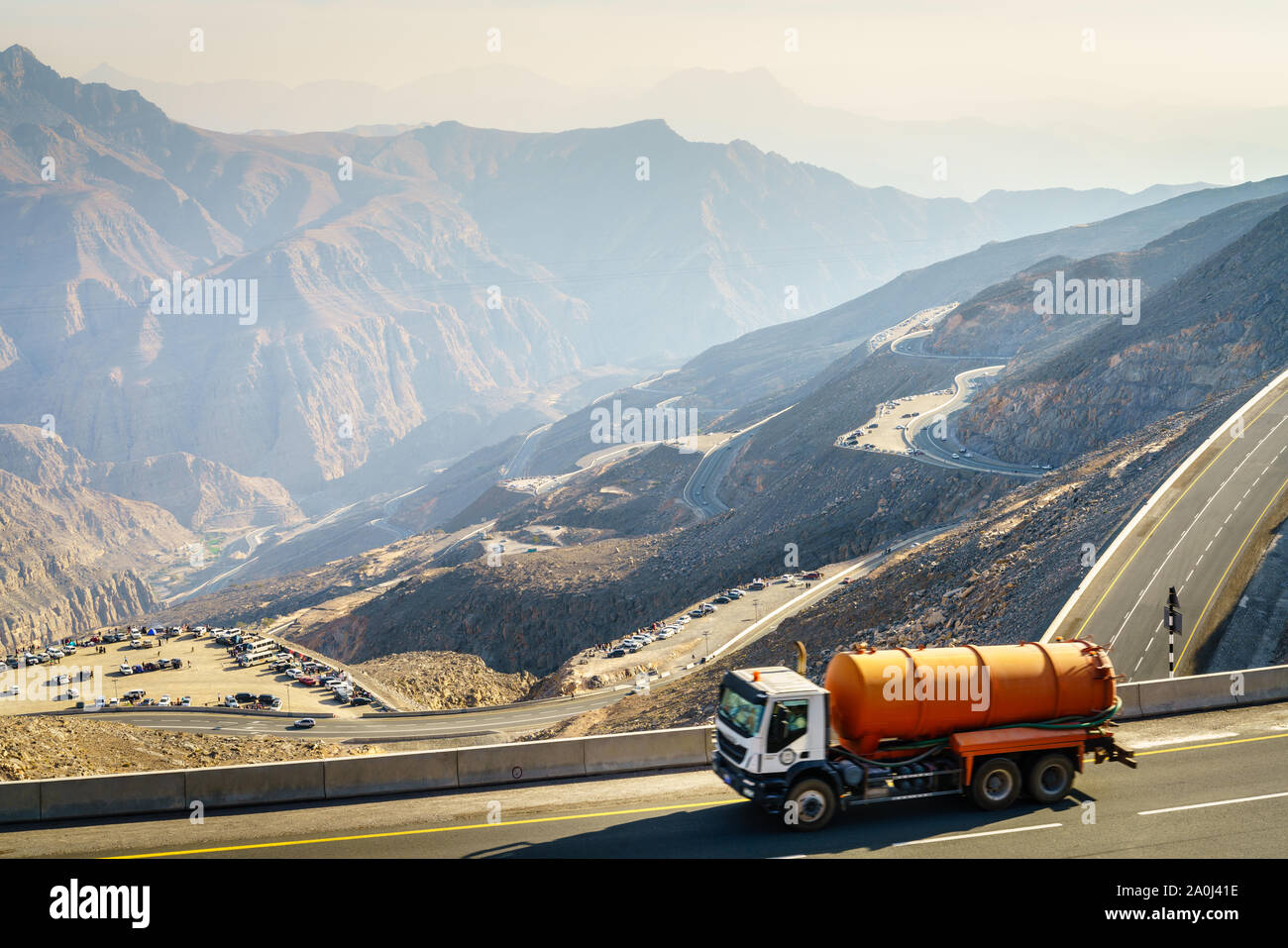 Mountain Road am Jebel Jais in Ras Al Khaimah, VAE Stockfoto