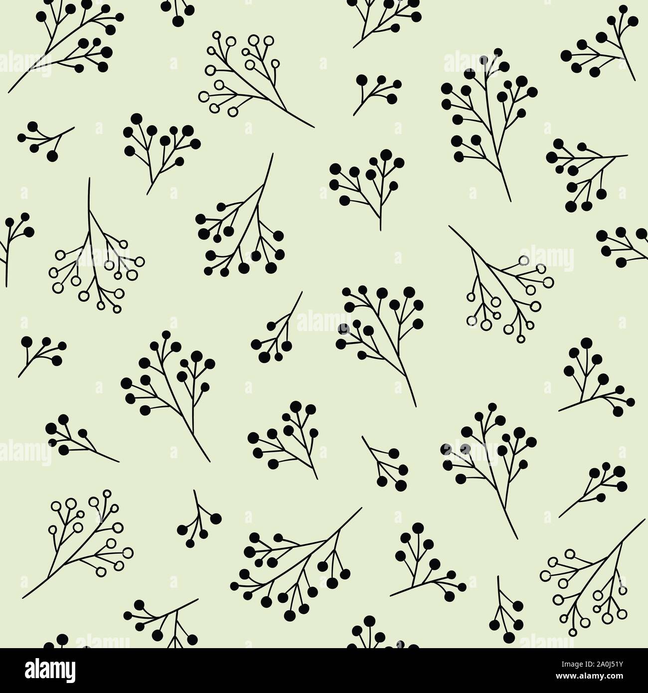 Florale monochrome nahtlose Muster mit Beeren Stock Vektor