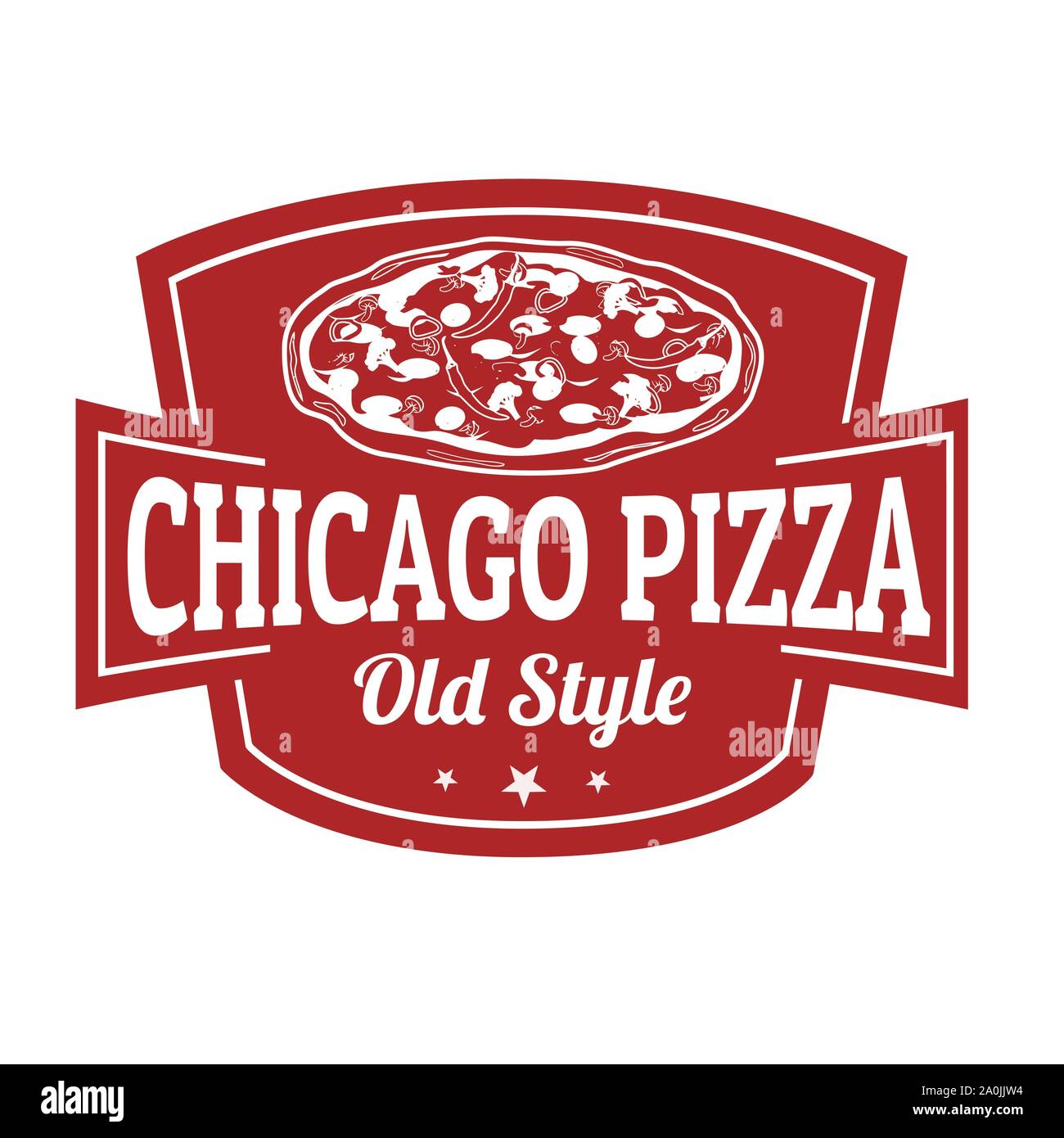 Chicago Pizza Zeichen oder Stempel auf weißem Hintergrund, Vector Illustration Stock Vektor