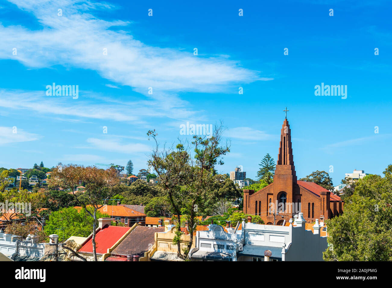 Blick auf die Fassade der Kirche Gebäude, Sydney, Australien Stockfoto