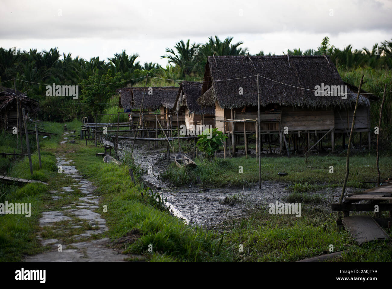 Typische Mentawai Familie zu Hause in der Regierung Städte Stockfoto