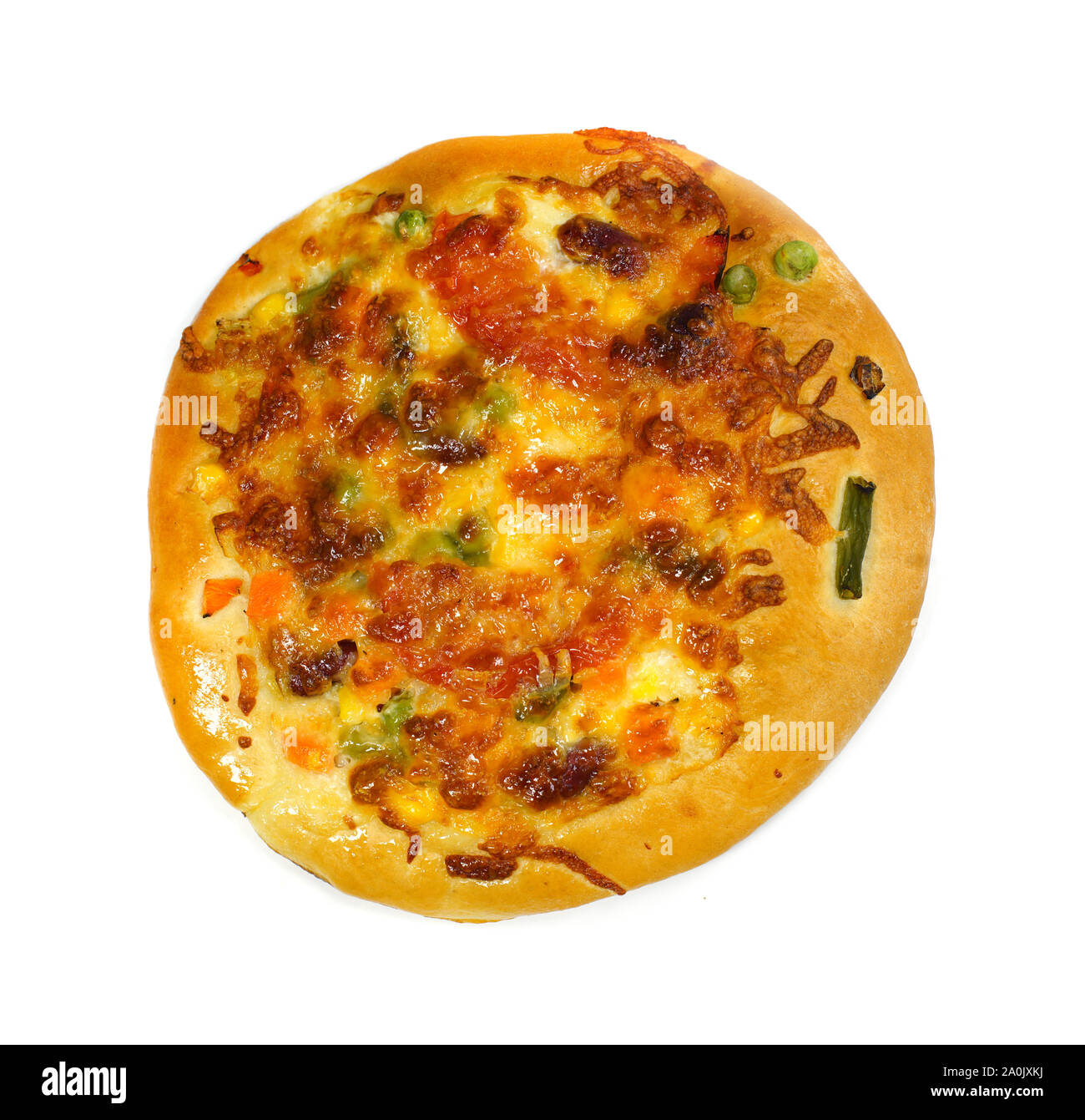 Leckere italienische Pizza auf weißem Hintergrund Stockfoto