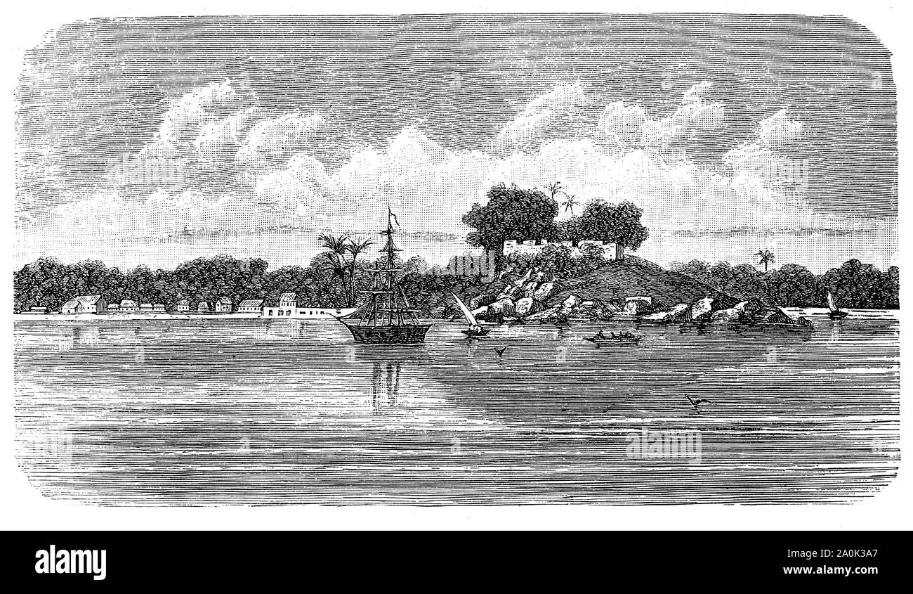 Ghana, Fürsten Stadt: Fort Fredericksburg (in Deutsch Gross-Friedrichsburg) im Jahre 1683 gebaut und Sitz der Brandenburger in Afrika, zu Ehren des Prinzen Friedrich Wilhelm I., Kurfürst von Brandenburg benannt. Stockfoto