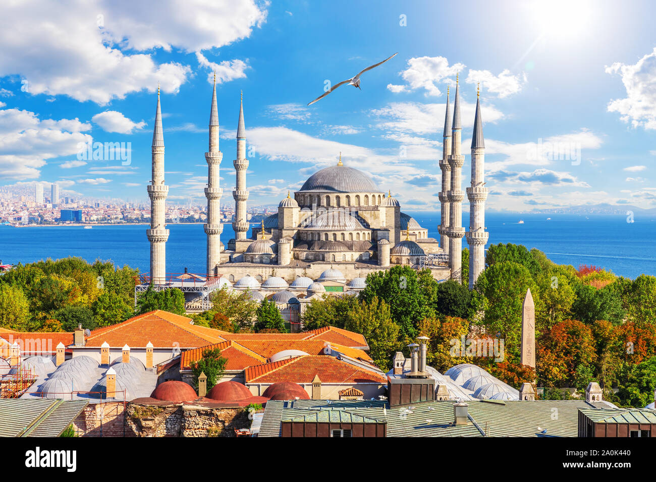 Die Blaue Moschee oder Sultan Ahmet Moschee, berühmten Ort der Besuch in Istanbul, Türkei Stockfoto