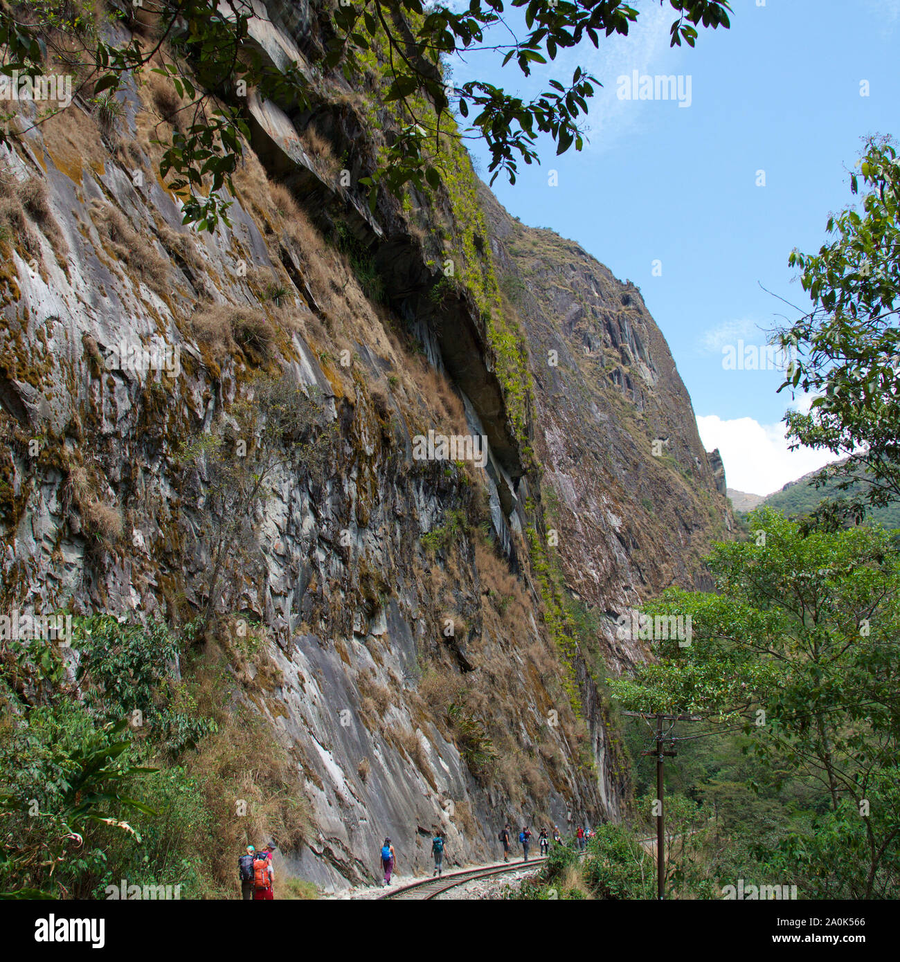 Der salkantay Trek in Peru (manchmal auch als Salcantay trail bezeichnet) ist die beliebteste alternative Trek nach Machu Picchu - es bietet Wanderern eine unglaublich abwechslungsreiche trekking Erfahrung, ist relativ einfach von Cusco und im Gegensatz zu den klassischen Inkapfad nach Zugang, es gibt keine Genehmigung Einschränkungen. Der Trail Aufenthalte durch unglaubliche Landschaften, wo Tiefland Dschungel gibt Weg alpine Einstellungen und vergletscherten Bergen zum Hochland, der beeindruckendste von Nevada ist Salkantay. Stockfoto