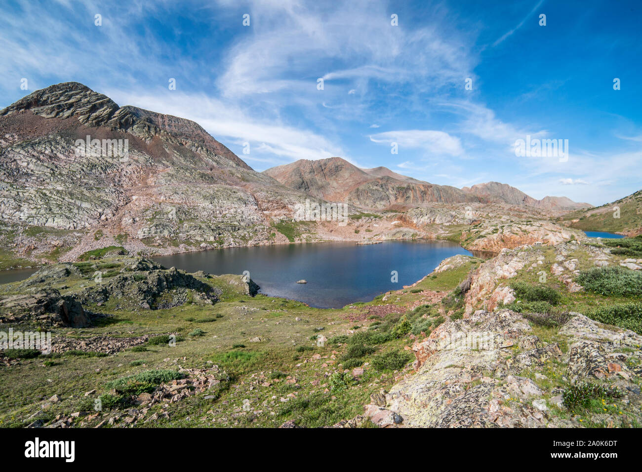 Alpine See in San Juan Berge, die Weminuche Wildnis, Rocky Mountains, Silverton, CO, USA Stockfoto