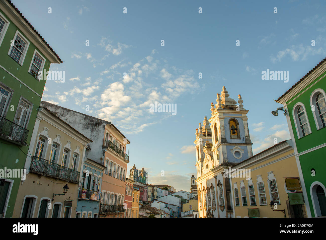 Am späten Nachmittag auf dem Pelourinho, dem historischen Zentrum von Salvador Stockfoto