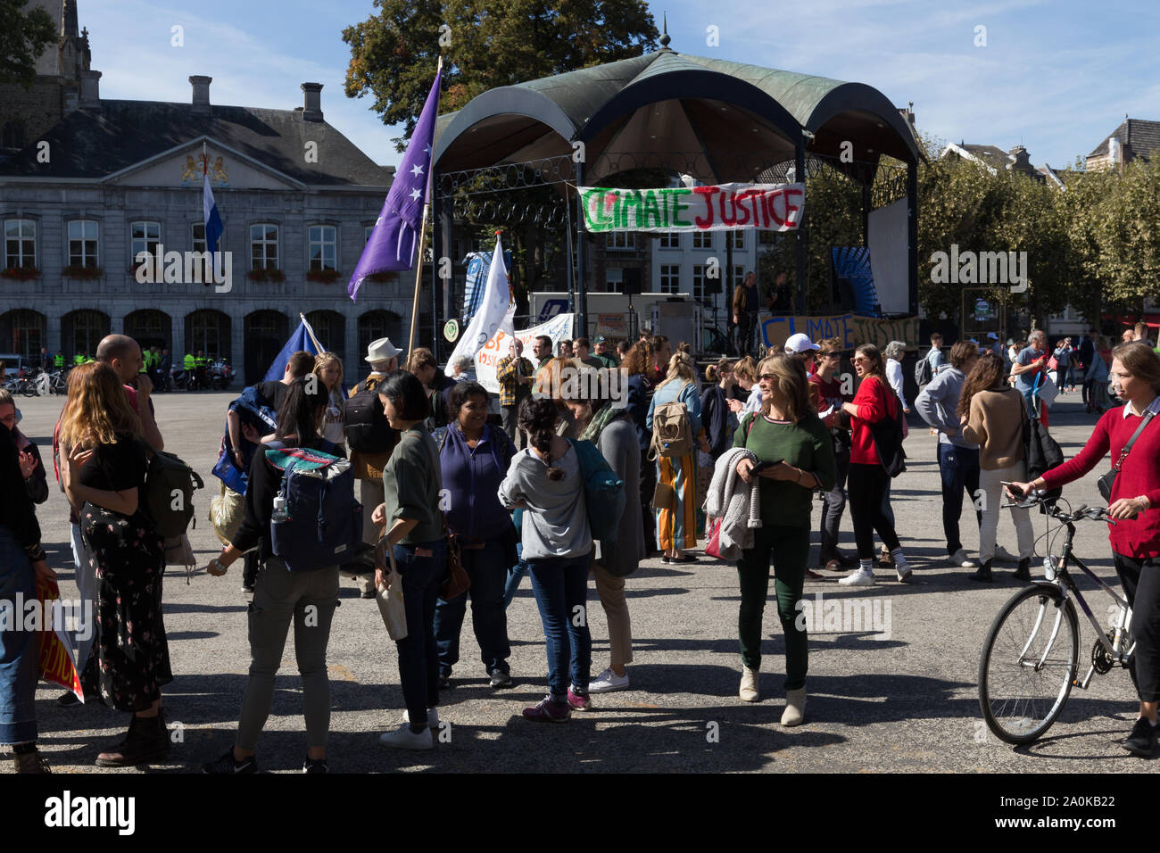 Demonstration in Maastricht während des globalen Klimas Streik um Aufmerksamkeit für die Ziele der nachhaltigen Entwicklung und der globalen Ziele Stockfoto