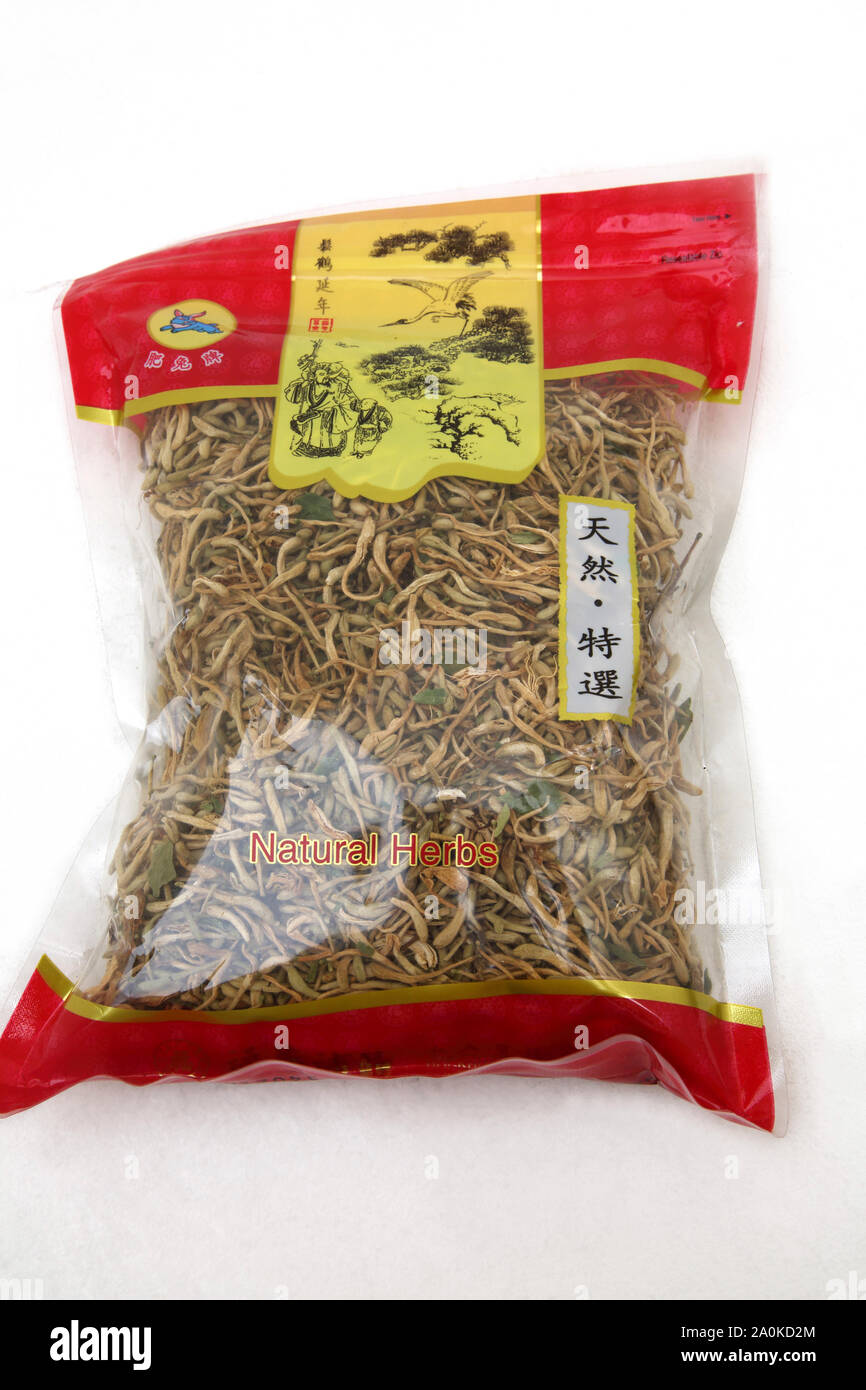 Packung mit chinesischen Natürliche Kräuter für Tee Stockfoto