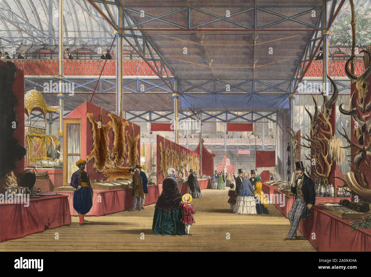 Große Ausstellung 1851 im Crystal Palace im Hyde Park, London. Teil der Indien Abschnitt. Stockfoto