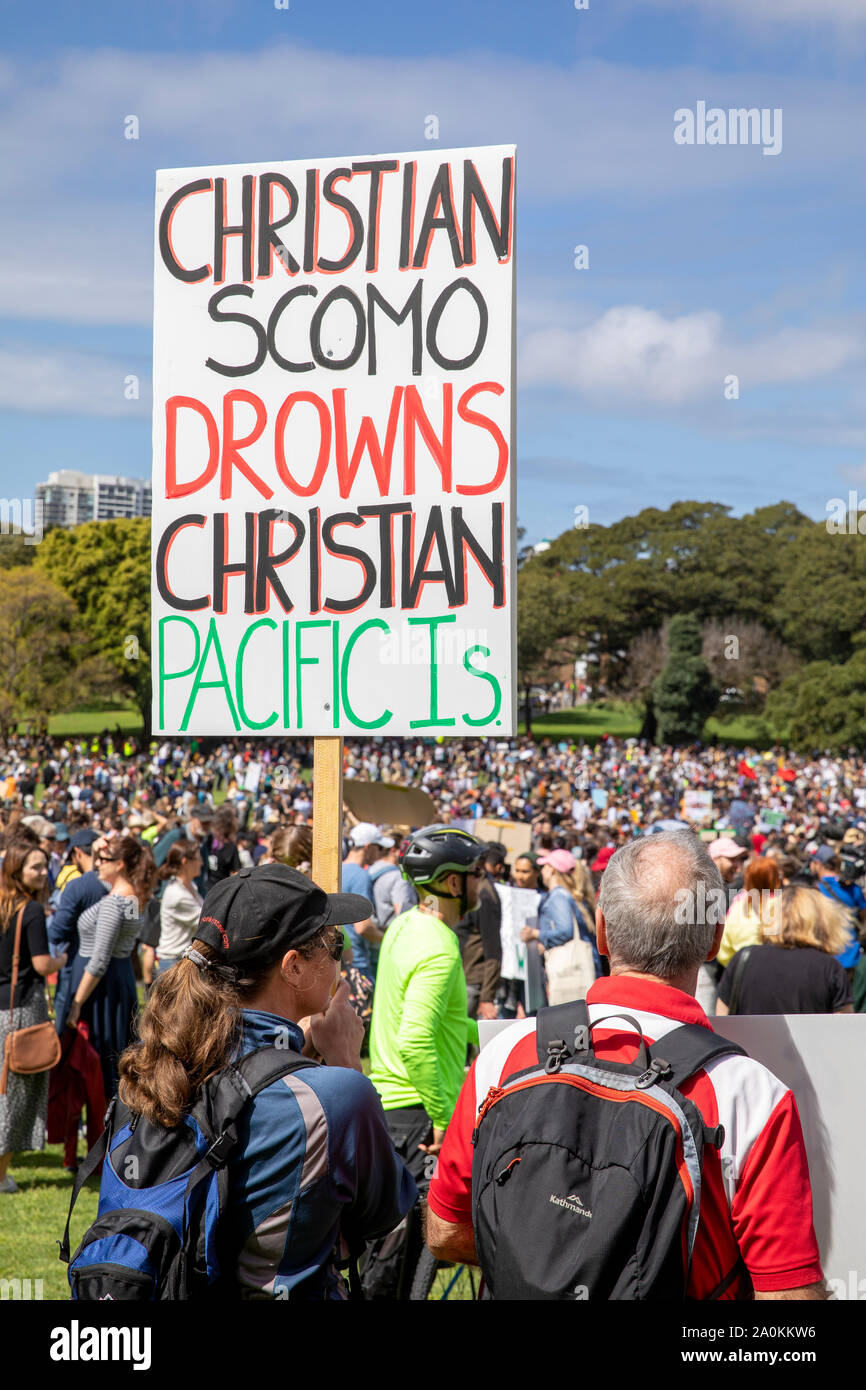 Schule Kinder protest Klimawandel Streik Rallye in der Domain, Sydney, Australien 2019 Stockfoto