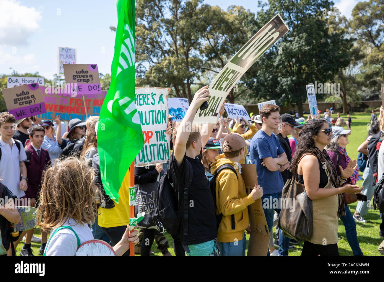 Klimawandel Protest von Tausenden in die Innenstadt von Sydney, das weltweite Klima Streik Veranstaltung gegen fehlende Maßnahmen zur Protest unterstützt besucht Stockfoto