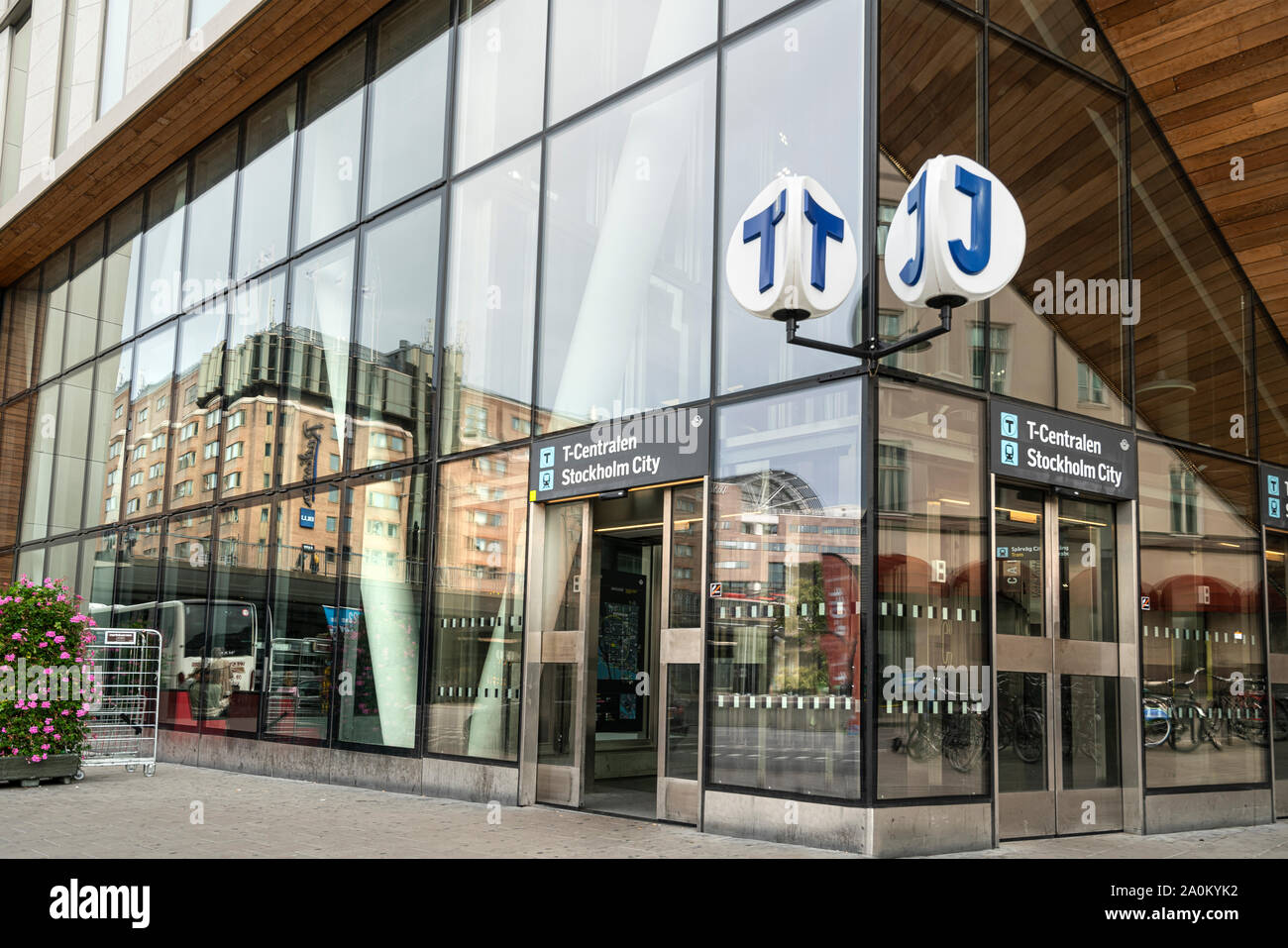 Stockholm, Schweden. September 2019. Die T-Centralen metro station Eingang Stockfoto