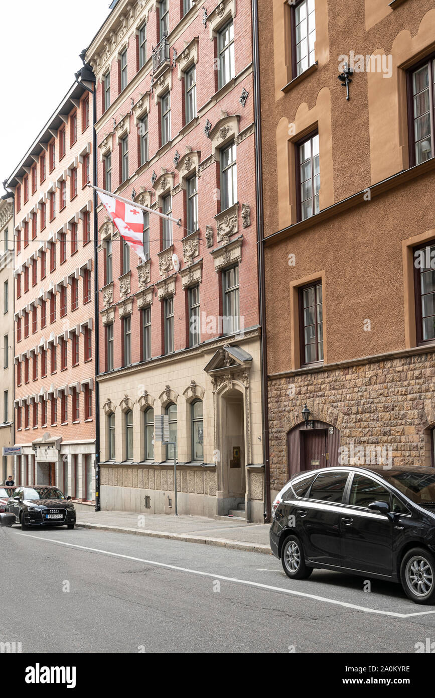 Stockholm, Schweden. September 2019 ein Blick auf den Palast Sitz der georgischen Botschaft in Schweden Stockfoto