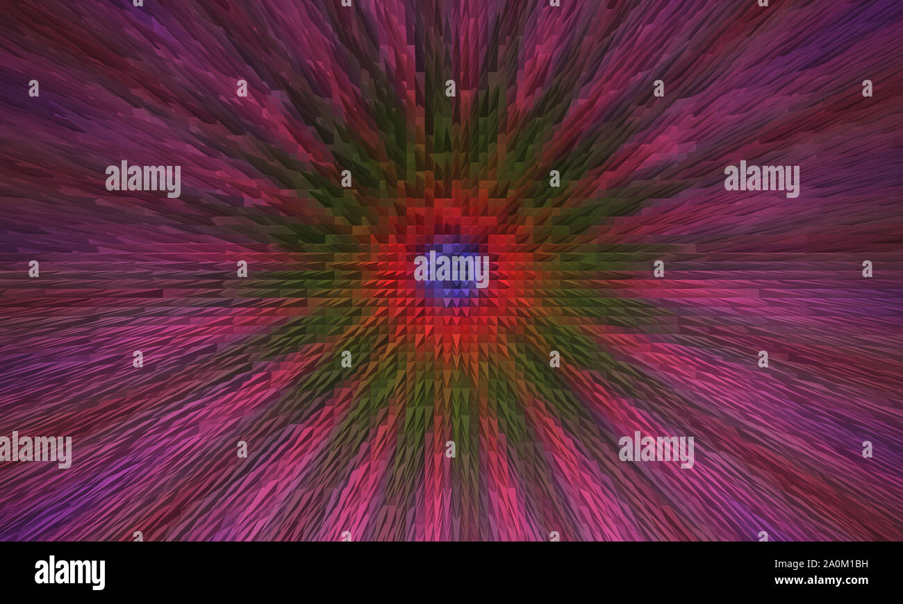 Abstrakte 3D Rendering geometrische Muster auf Farbverlauf Hintergrund. Trendy Banner. Mosaik Fliese. Extrudierte Würfel. bunten Bild. Futuristischen Tapete. Stockfoto