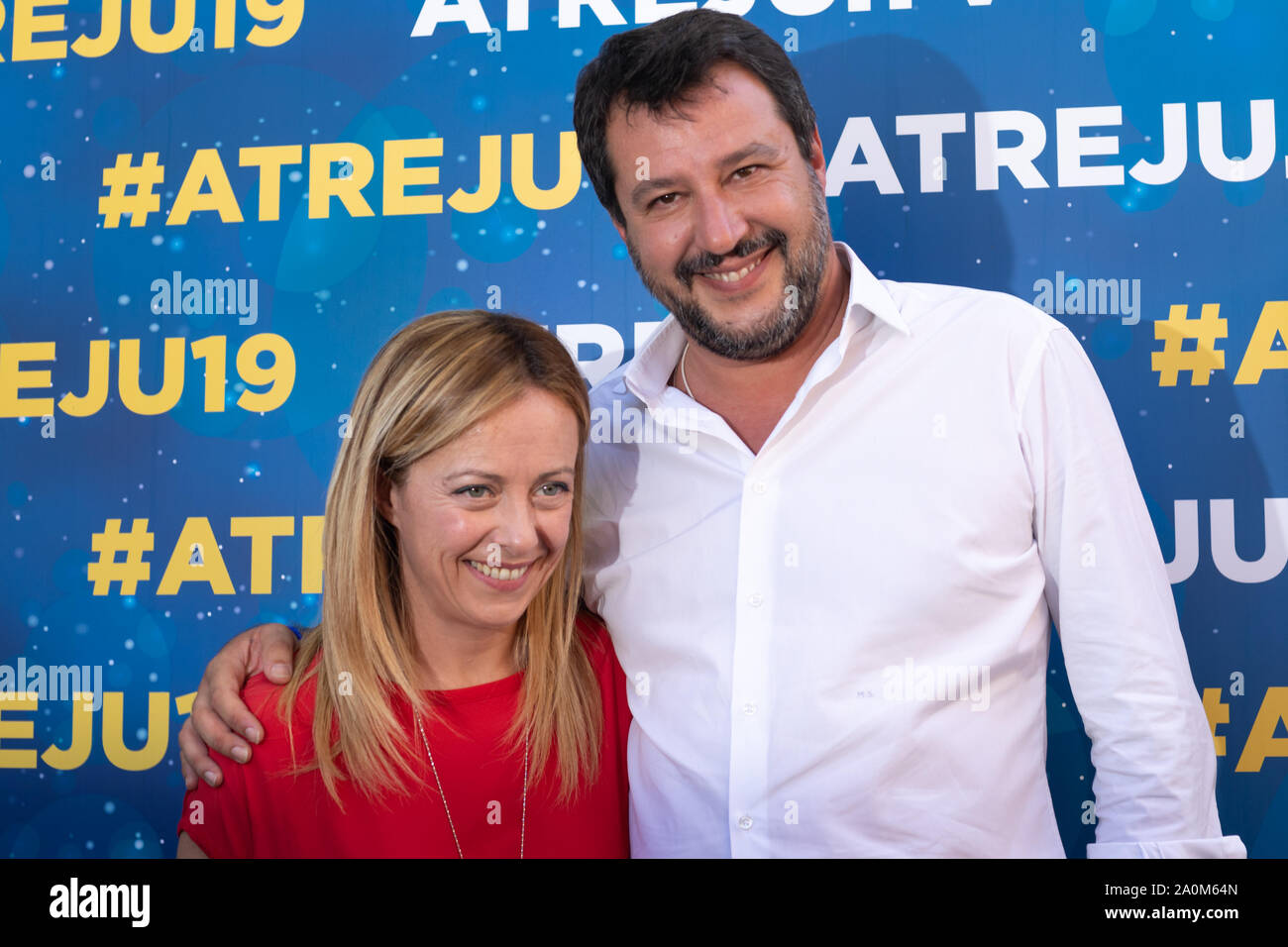 Rom Italien 20 Sep 2019 Der Fuhrer Der Liga Partei Lega Matteo Salvini Und Giorgia Meloni