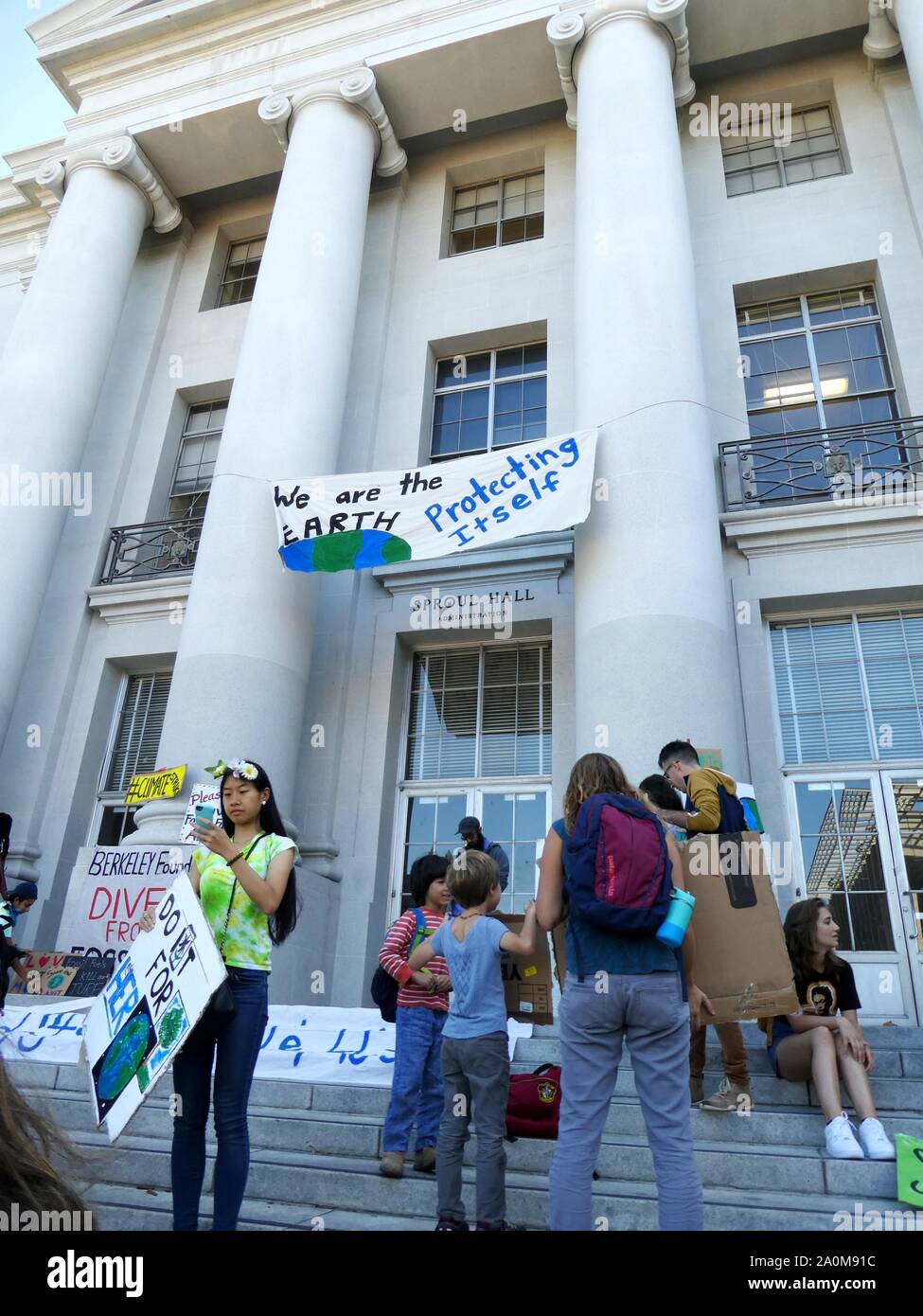 Schule treten in den Streik Veranstaltung an der UC Berkeley Campus am 20. September 2019, dem ersten Tag der internationalen Klimapolitik Streik Woche Stockfoto