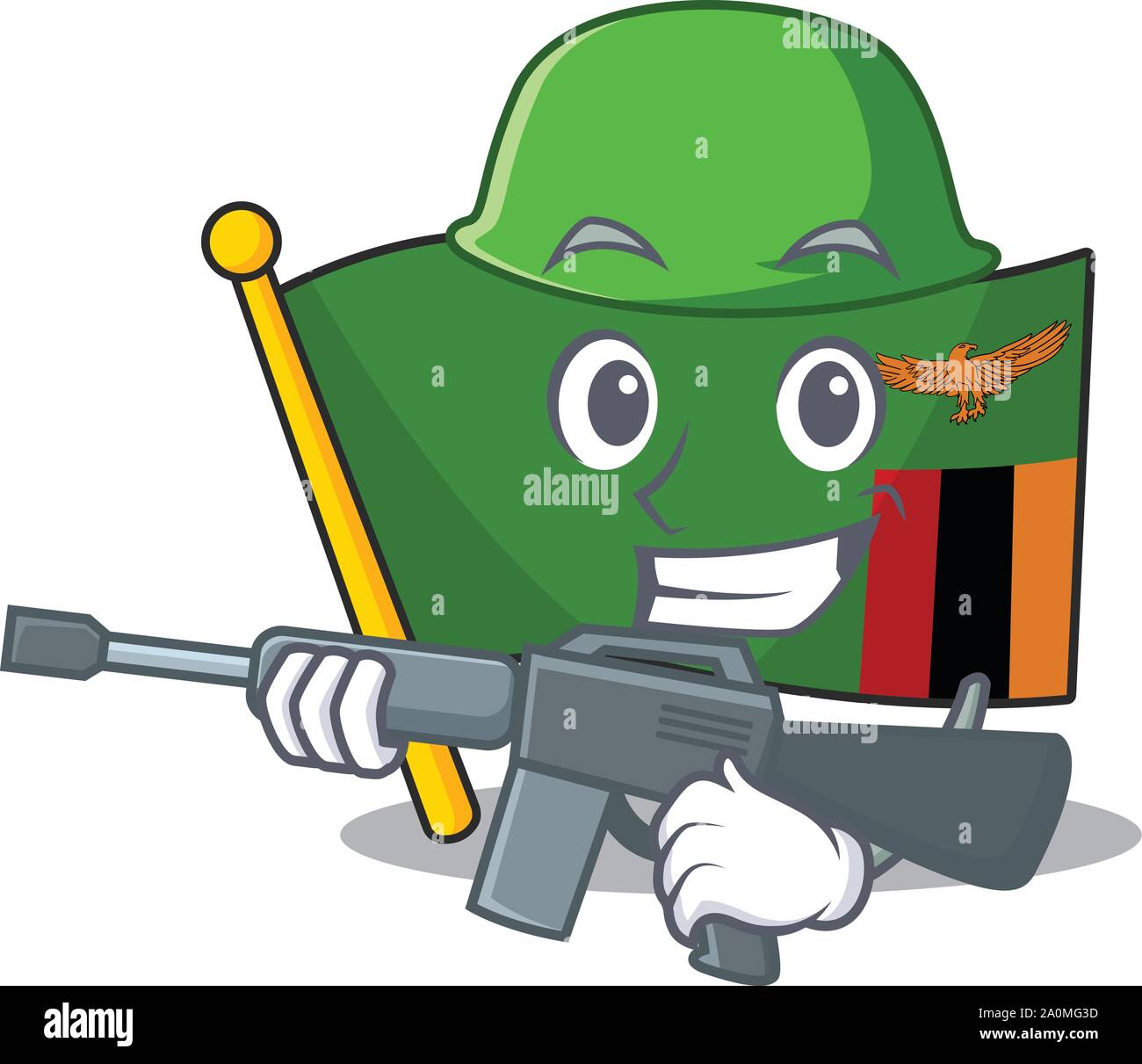 Armee Flagge Sambia Maskottchen mit Charakter isoliert Stock Vektor
