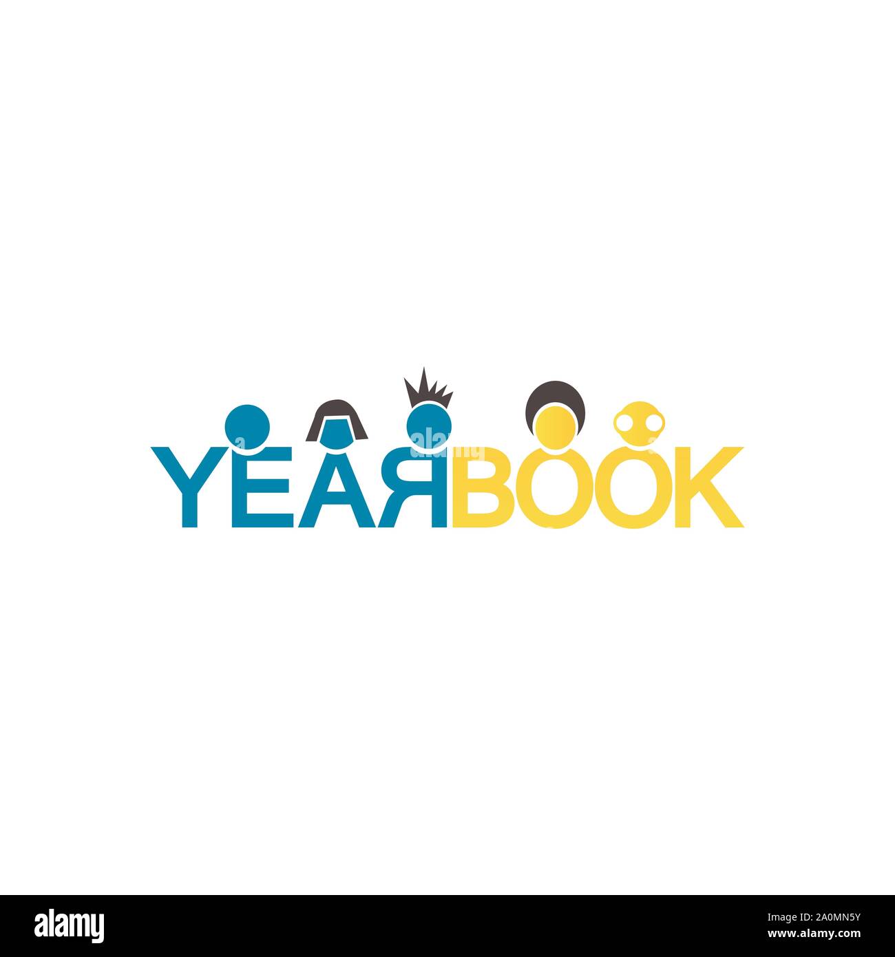 Wort der Jahrbuch Design für das Jahr Buch Cover logo Vector Hintergrund Abbildungen Stock Vektor