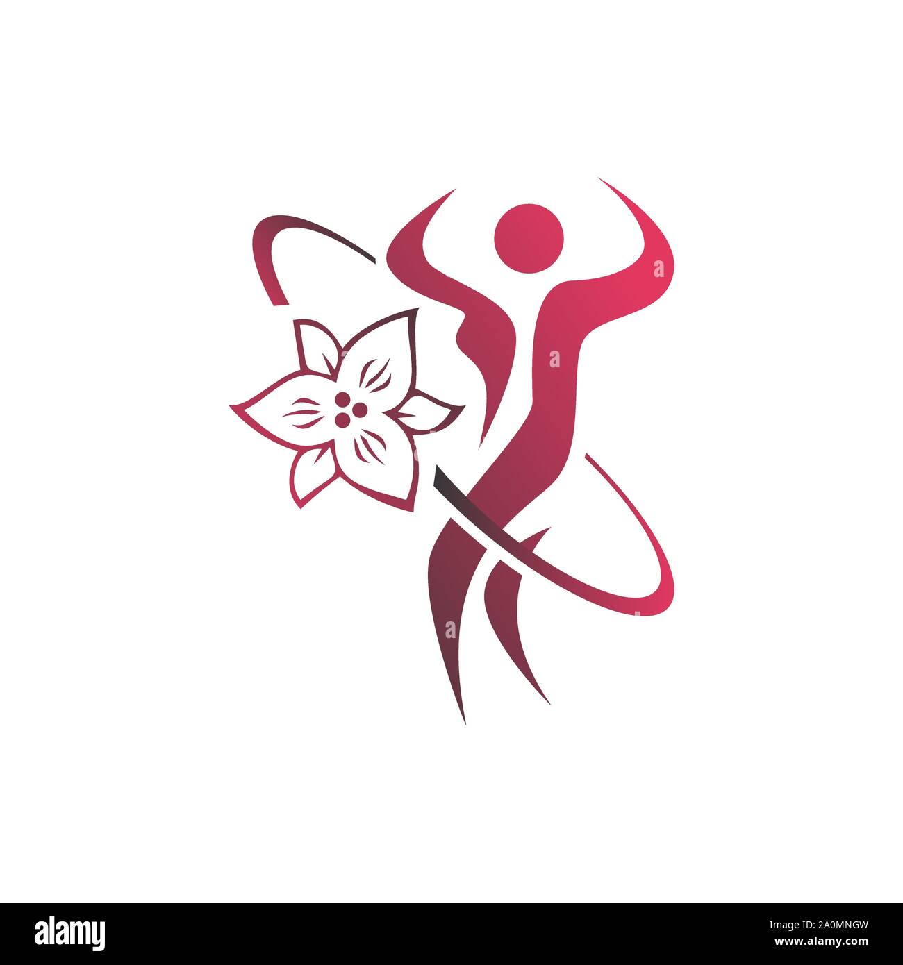 Feminim Frauen mit Blumenschmuck für gesunde shilhouette Frau fitness Logo Design Vector template Abbildungen Stock Vektor