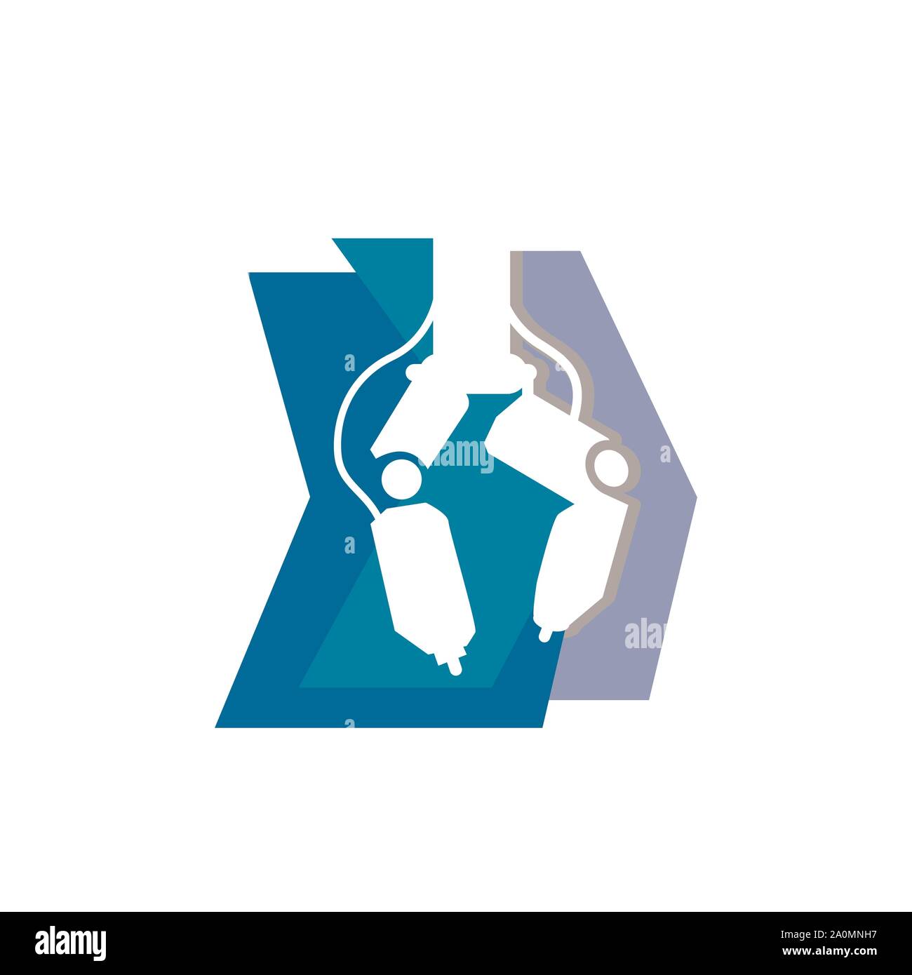 Moderne Wohnung kreative Roboterchirurgie Logo Design vector Abbildungen Stock Vektor