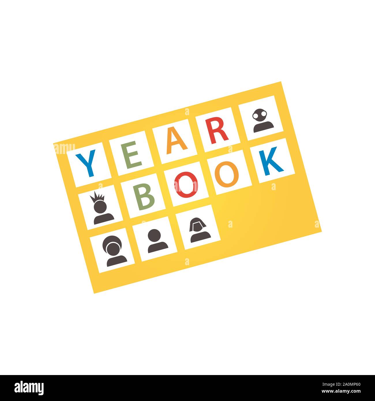 Wort der Jahrbuch Design für das Jahr Buch Cover logo Vector Hintergrund Abbildungen Stock Vektor