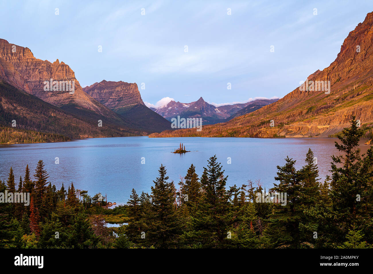 Wild Goose Island, Glacier National Park bei Sonnenaufgang Stockfoto