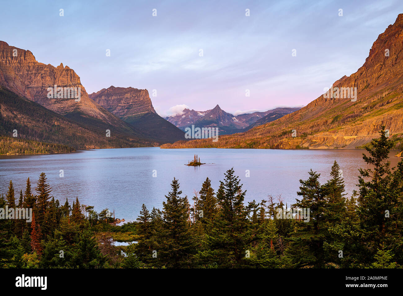 Wild Goose Island, Glacier National Park bei Sonnenaufgang Stockfoto