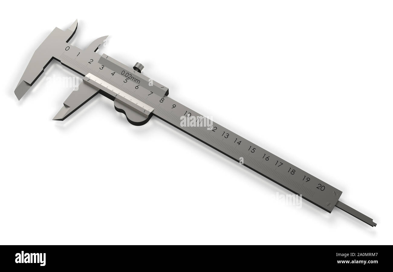 Messschieber, Metall Equipment Engineering Messung Tools. 3D-Rendering. Stockfoto