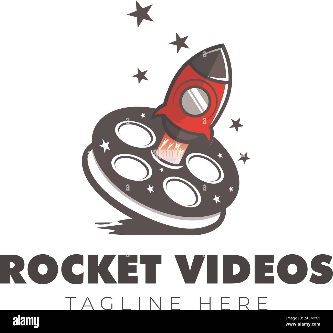 Rocket Videos Galerie Logo Design Stock Vektor