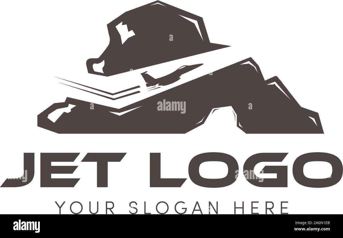 Jet-Logo versucht, den Hügel und Berg-Logo zu bohren Stock Vektor