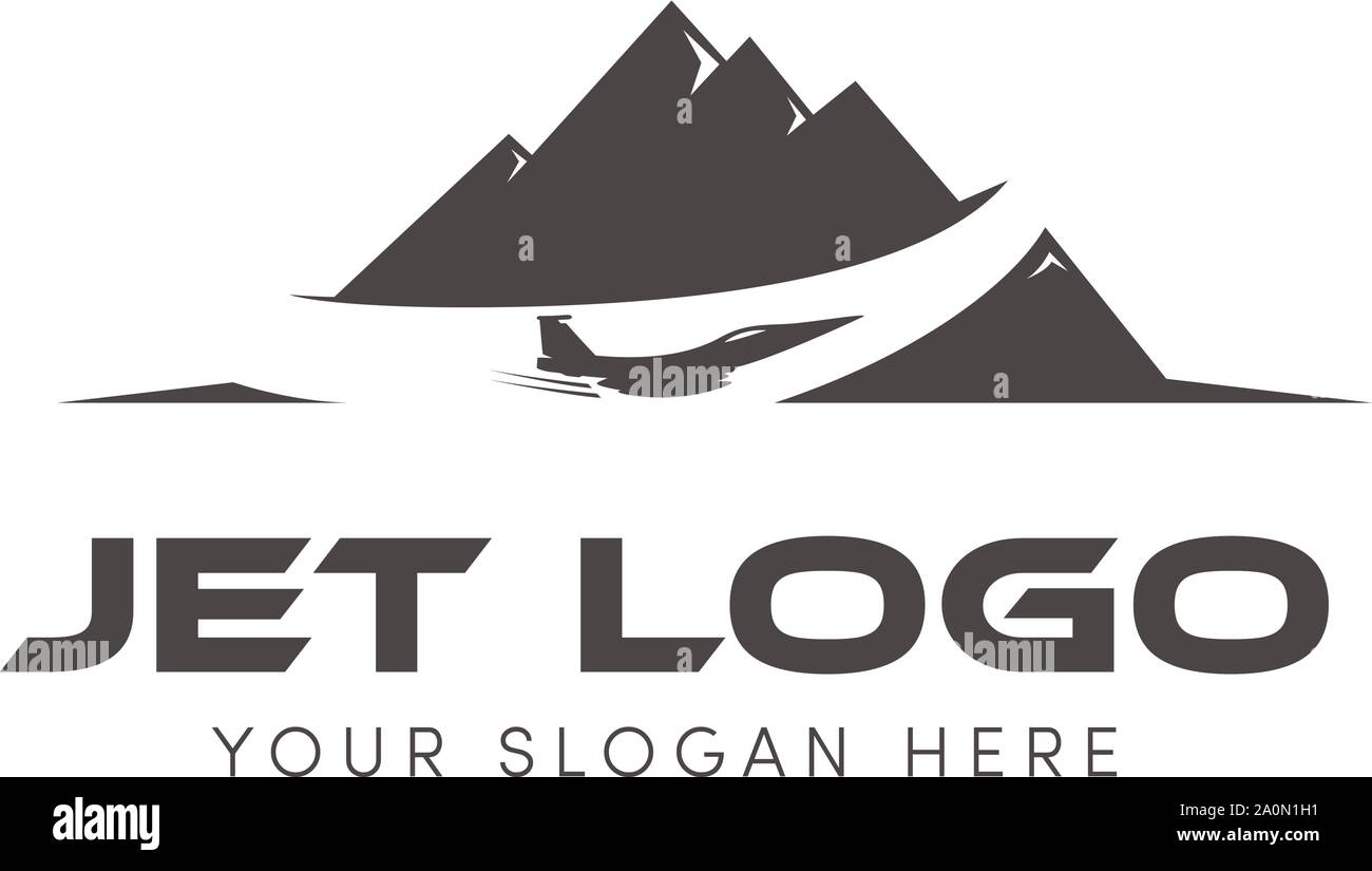 Jet-Logo versucht, den Hügel und Berg-Logo zu bohren Stock Vektor