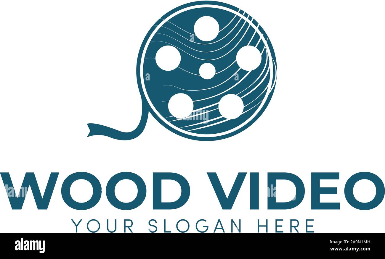 Holz Video Logo Designs industrielle Produktion Stock Vektor