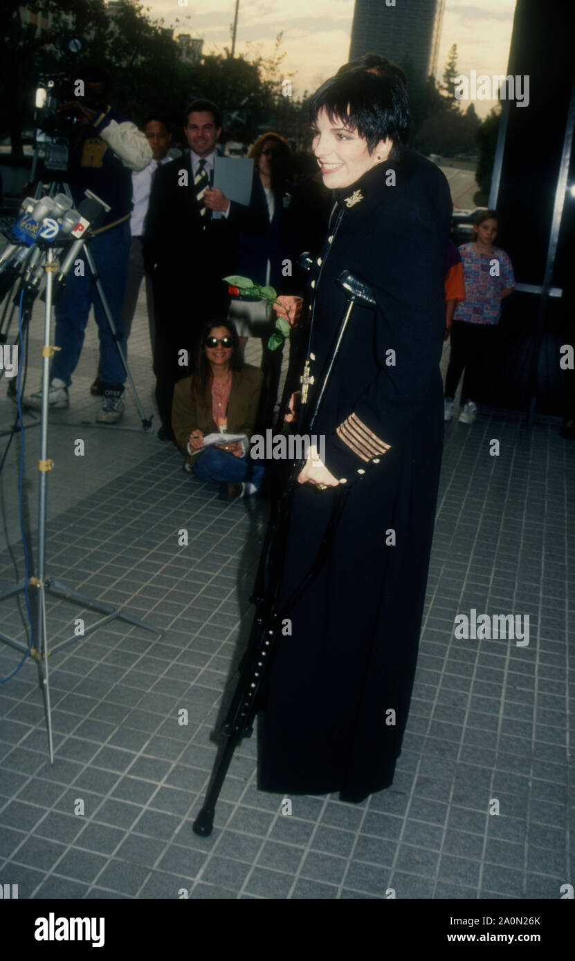 Century City, Kalifornien, USA, 22. Dezember 1994 Sängerin/Schauspielerin Liza Minelli eine Pressekonferenz besucht ihr erfolgreiches Hüftoperation am 22. Dezember 1994 im Century City Hospital in Century City, Kalifornien, USA zu diskutieren. Foto von Barry King/Alamy Stock Foto Stockfoto