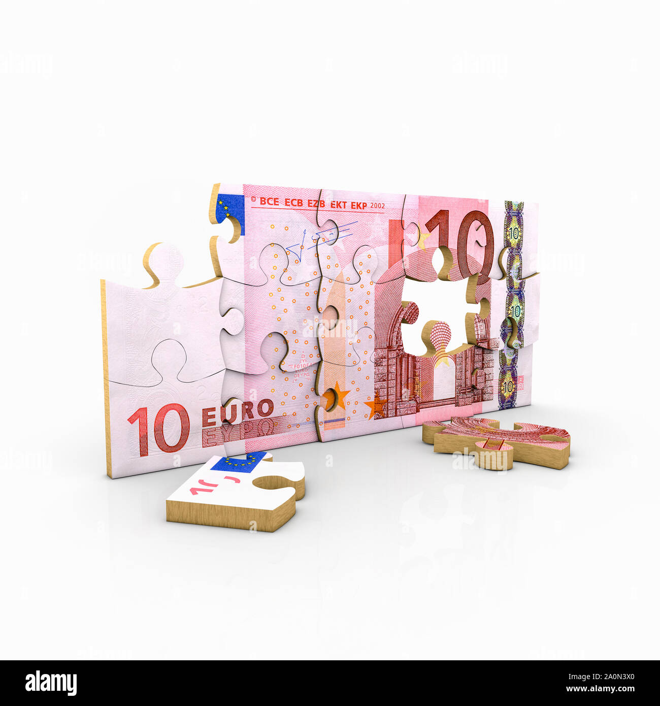 Währung Euro Banknote auf ein Puzzle Stockfoto