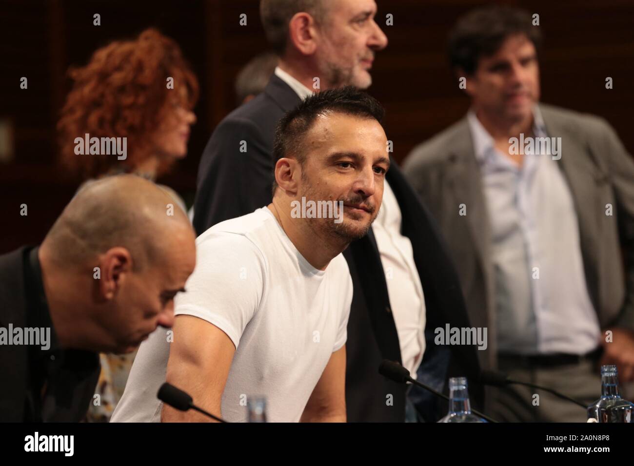 San Sebastian, Spanien. 21 Sep, 2019. San Sebastian, Spanien, 21/09/2019 - "Während der Krieg dauert" (Mientras dure la guerra) spanischen Film der amtlichen Teil in San Sebastián International Film Festival 67 editionPhotocall', während der Krieg dauert" von Alejandro Amenabar geleitet. Credit: Juan Carlos Rojas/Picture Alliance. | Verwendung weltweit/dpa/Alamy leben Nachrichten Stockfoto
