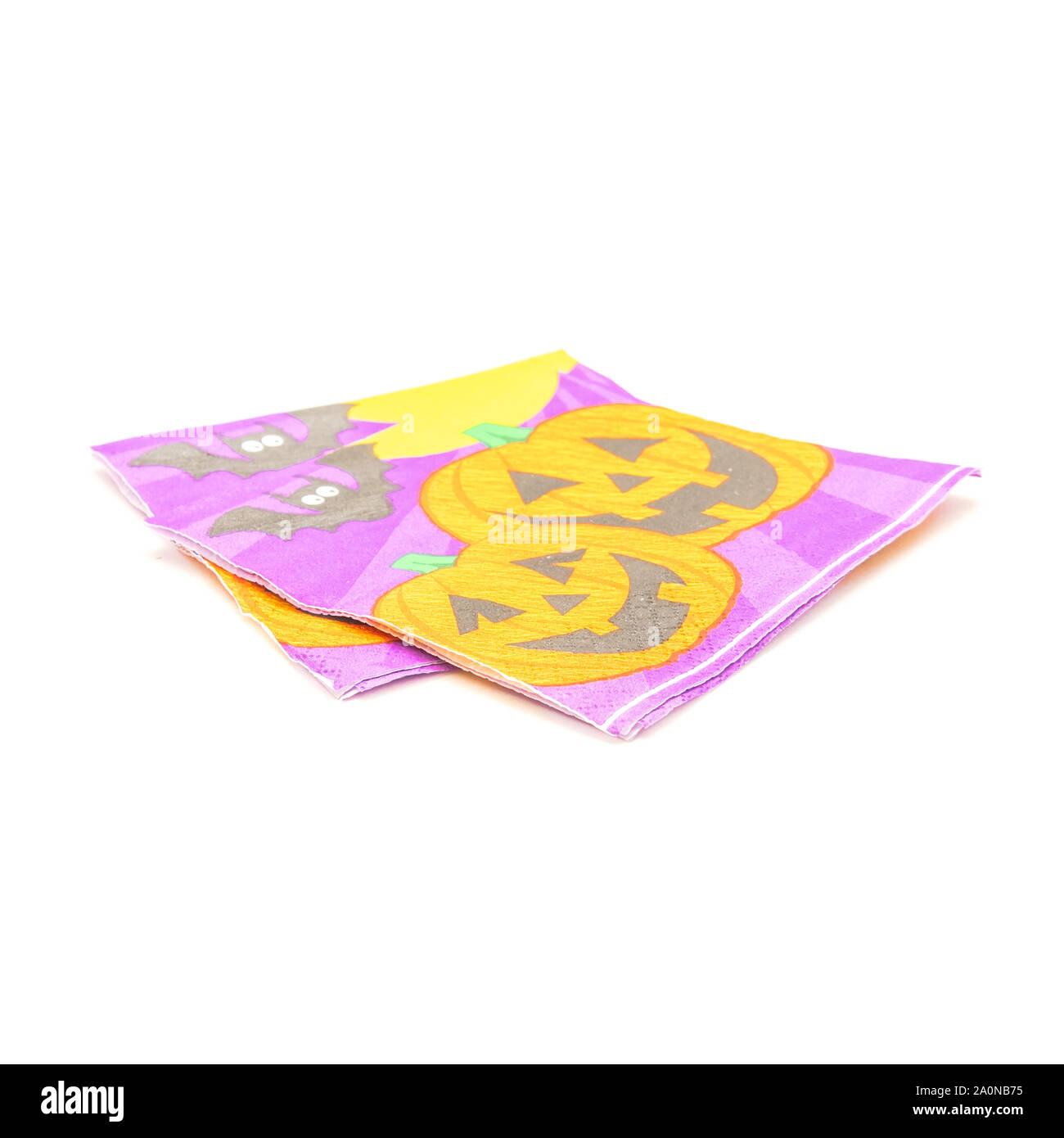 Studio schossen zwei Halloween Servietten isoliert auf weißem Stockfoto