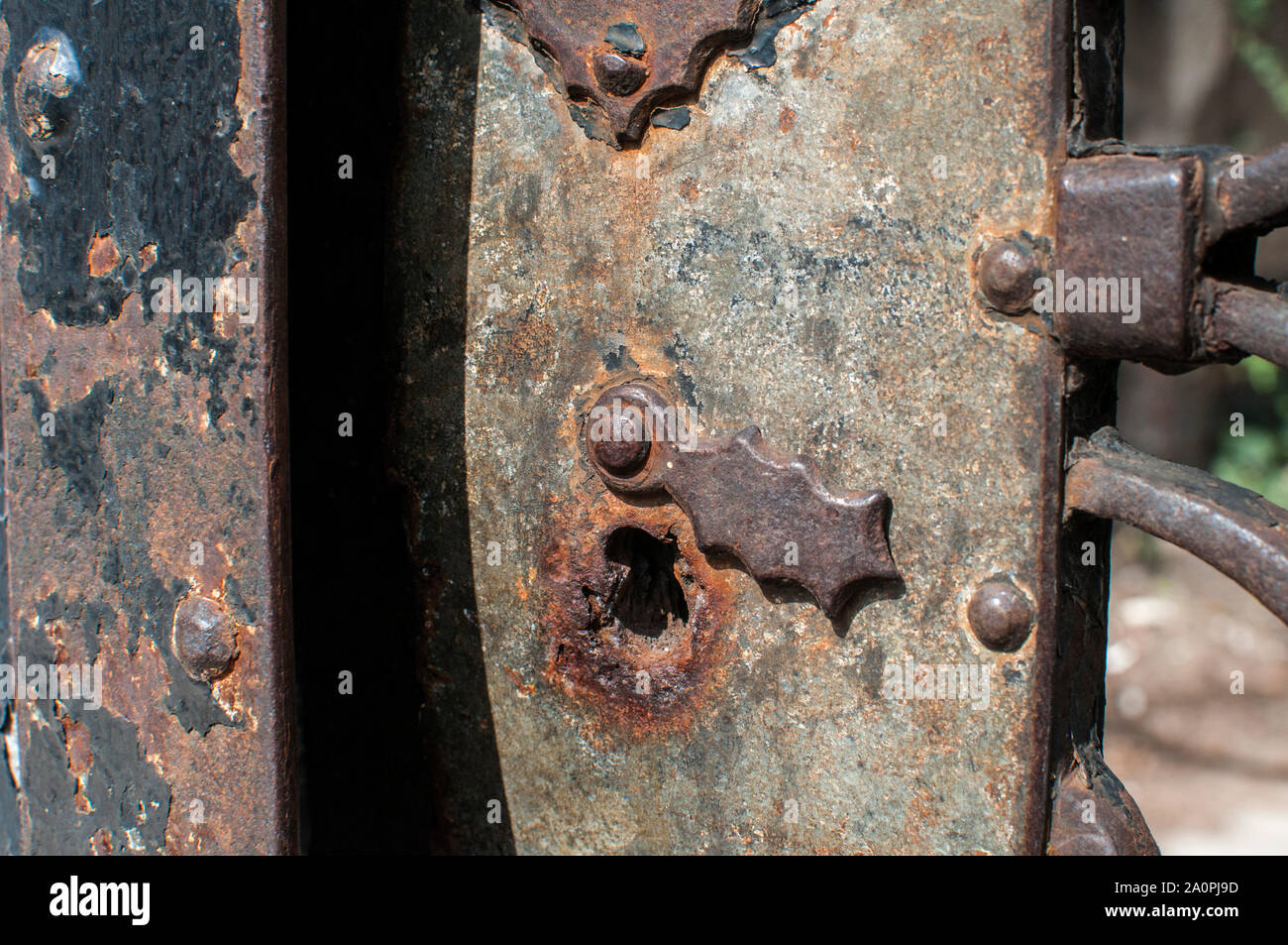 Alten Retro Vintage iron Türschloss closeup Stockfoto