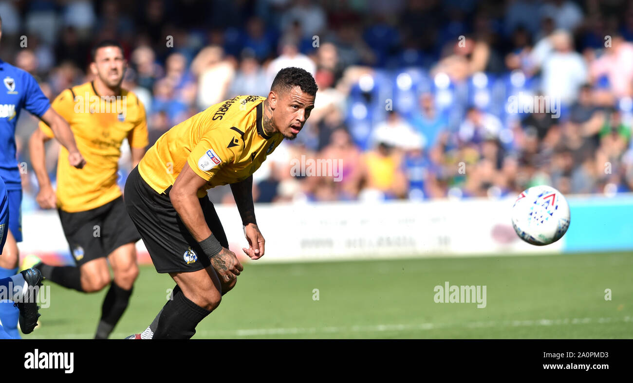 London, GB, 21. September 2019 - Jonson Clarke-Harris von Bristol Rovers während der Sky Bet League ein Fußballspiel zwischen AFC Wimbledon und Bristol Rovers im Cherry Red Records Stadion - nur für den redaktionellen Gebrauch bestimmt. Kein Merchandising. Für Fußball Bilder FA und Premier League Einschränkungen keine Internet/Mobile Nutzung ohne fapl Lizenz - für Details Kontakt Fußball Dataco Inc.. Foto: Simon Dack TPI/Alamy leben Nachrichten Stockfoto