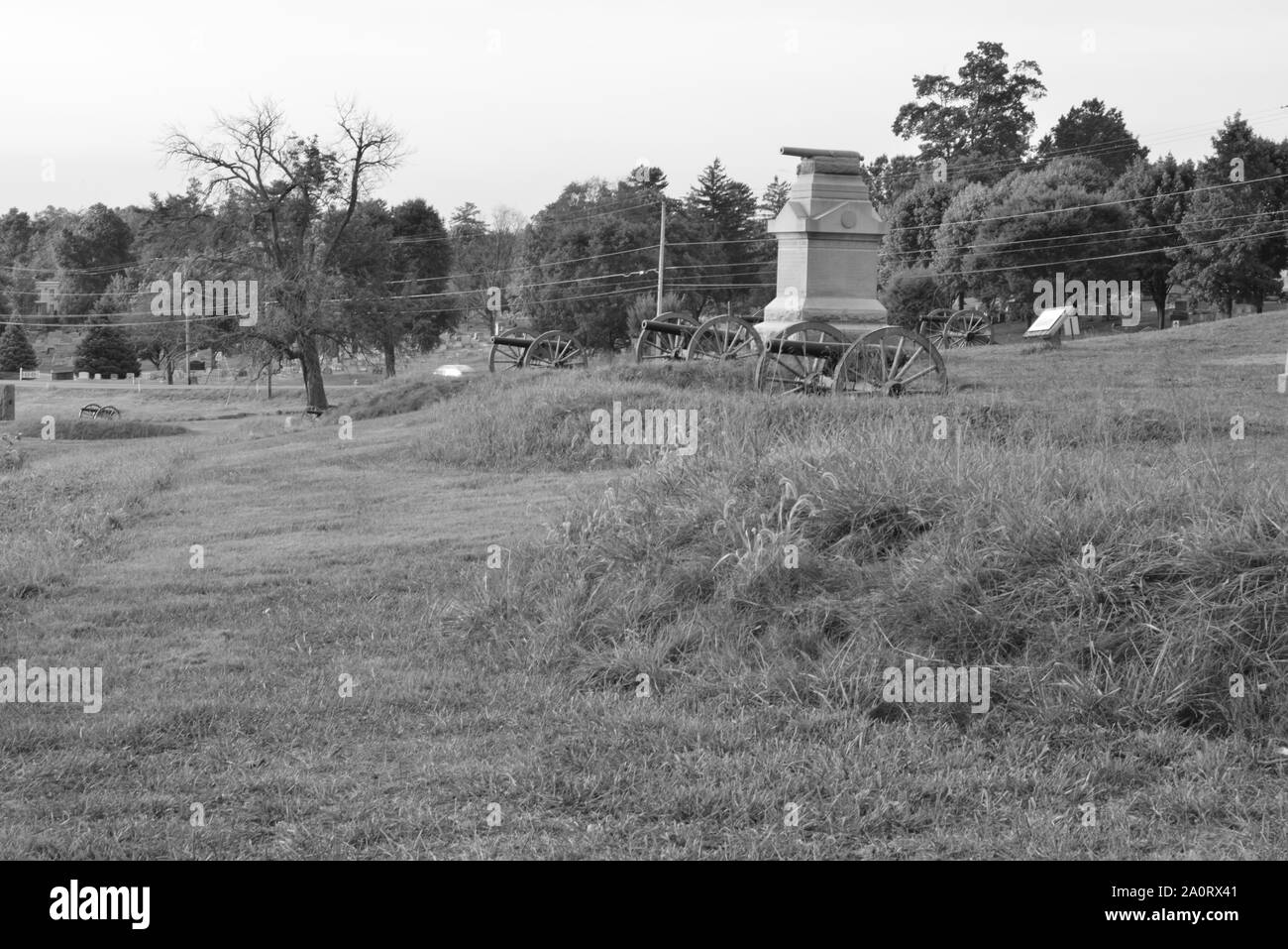 Cemetery Hill bei Gettsyburg der Anblick der Schlacht, die ab Juli 1-3 1863 nahm. Stockfoto