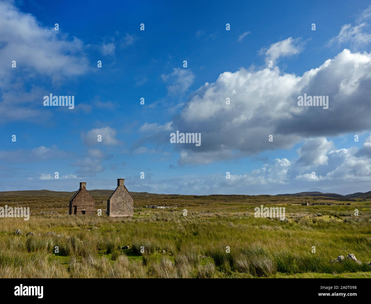 Zerstörten Haus von Alex Mackenzie 1935 erbaut letzte Familie Slaggan Dorf verlassen. in der Nähe von Aultbea Wester Ross Schottland September Stockfoto