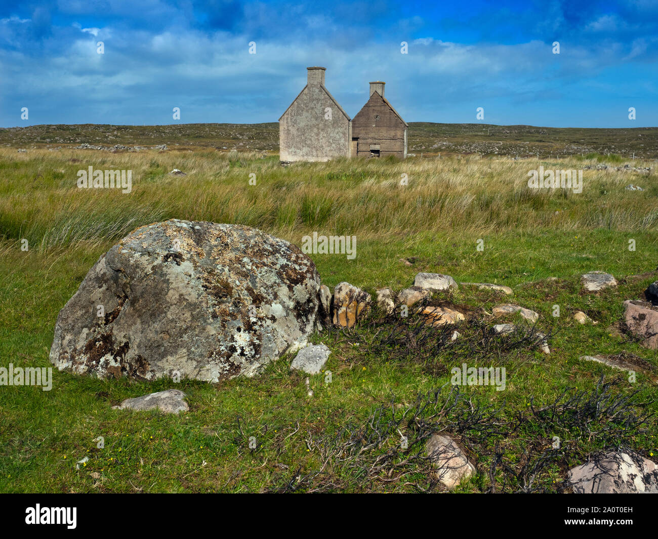 Zerstörten Haus von Alex Mackenzie 1935 erbaut letzte Familie Slaggan Dorf verlassen. in der Nähe von Aultbea Wester Ross Schottland September Stockfoto