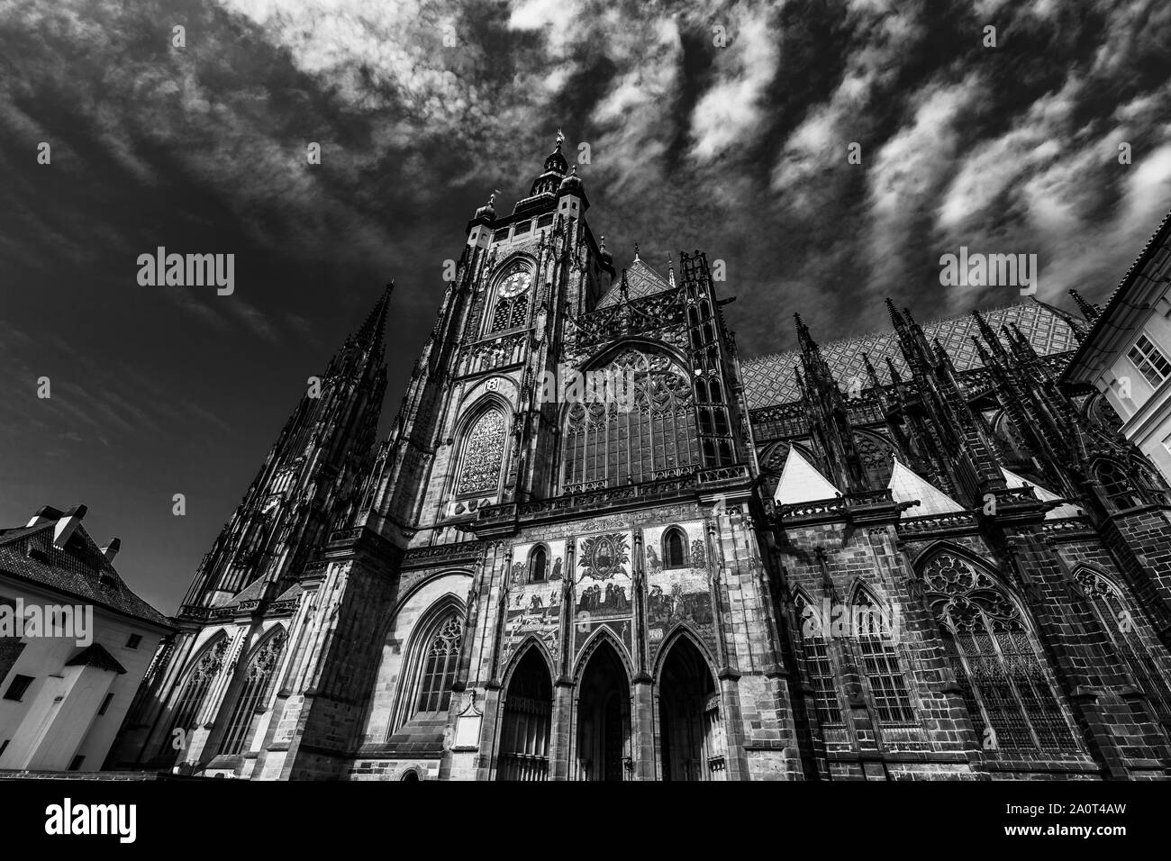 Prag, Tschechische Republik, 11. SEPTEMBER: außenbereichen von St. Veits Dom, die Prager Burg, tschechische Republik, 11. September 2019 in Prag, Tschechische Republik Stockfoto