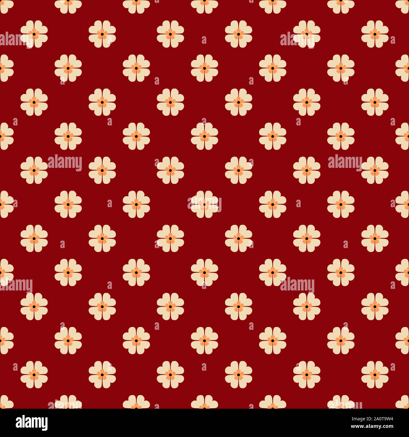 Zusammenfassung Einfache nahtlose florales Muster auf rosa Hintergrund rot - Fabric Designs und Hintergründe gedruckt. Stockfoto